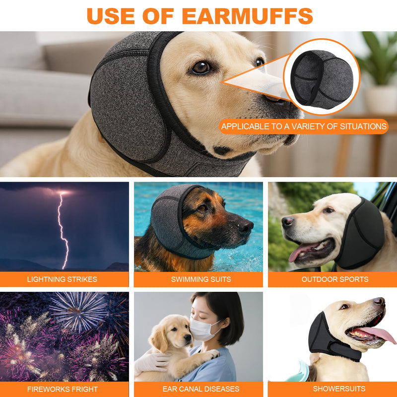 Dog Ears Cover, Dog Ear Defenders,Adjustable Muffs Noise Protection Comfortable Quiet Dogs Calming Hood Ear Head Wrap Cups Shower Cap Pet Supplies for Bath, Shower(M,head Circumference: 45-60)