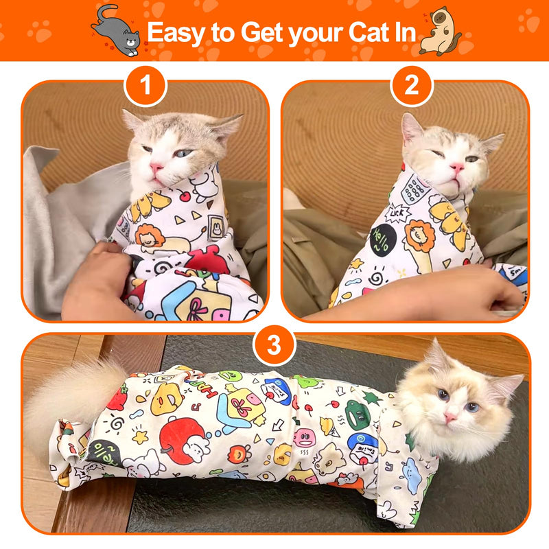 Mity rain Cat Grooming Supplies - Cat Wrap for Cutting Nails with Cat Nail Clipper, Cat Restraint for Nail Clipping to Anti-Runaway/Scratch/Bitten, Cat Swaddle Wrap for Calming & Holding Cat (Large) Animal Large - BeesActive Australia