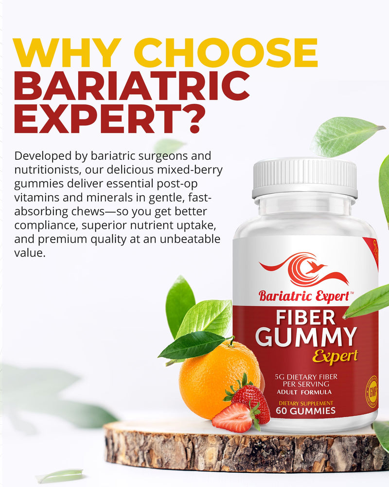 Bariatric Expert Fiber Vitamin – Fast-Melting Dietary Supplement for Adults Post Bariatric Surgery, 60 Count