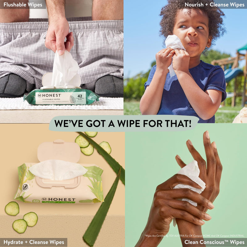The Honest Company Clean Conscious Unscented Wipes | Over 99% Water, Compostable, Plant-Based, Baby Wipes | Hypoallergenic for Sensitive Skin, EWG Verified | Rainbow, 72 Count 72 Count (Pack of 1) - BeesActive Australia
