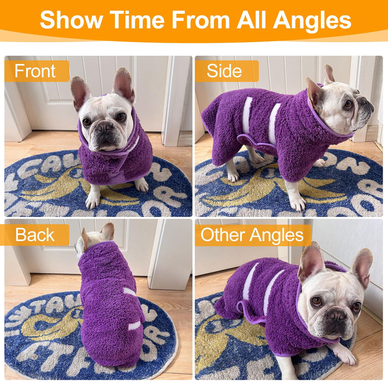 Dog Bathrobe Super Absorbent Dog Towels for Drying Dogs Large Quick Drying Dog Robes for After Bath Soft Dog Drying Towel Adjustable Dog Drying Coat to Keep Dog Warm(S-XXL) Medium Purple - BeesActive Australia