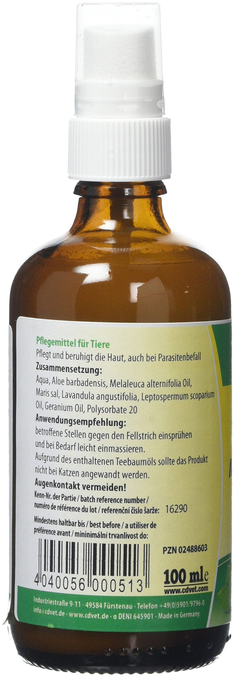 cdVet Natural Products Fur & Skin Mineral Spray 100 ml - Dog, Horse - Care Product - Parasite Infestation - Nourishes + Soothes the Skin - Dandruff + Dry Skin Areas + Dull Fur - Cleaning - - BeesActive Australia