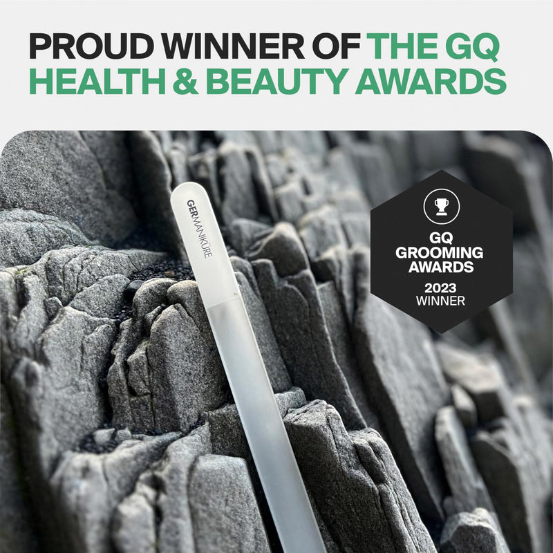 GERMANIKURE Glass Nail File in Suede Sleeve - Life is Better at The Beach - Professional Crystal Nail File for Natural Nails - Ideal Manicure & Pedicure Tool for Smooth, Easy Shaping - Nail Care Gift