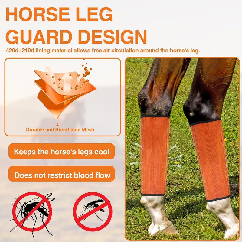 Fly Boots for Horses Set of 4, Breathable Shoe Fly Leggings for Horses, Fine Mesh Fly Leg Wraps for Horses, Stay on Horse Leg Fly Protectors Guards (Medium) Medium - BeesActive Australia