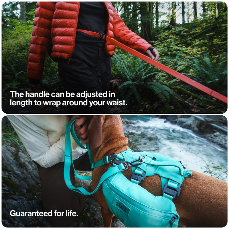 Säker Kelp™ Waterproof Dog Leash – Heavy Duty, Odor-Proof, Adjustable 4–6 ft Long Dog Leash with Twist-Lock Carabiner, 3 Traffic Handles, Hands-Free Option, Aluminum Hardware Trail Green