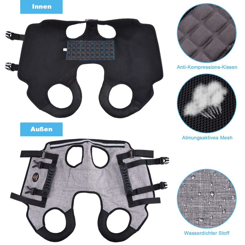Ownpets Carrying Aid Harness, Lifting Harness for Small Dogs, Sling for Small Dogs, Full Body Harness, Dog Carrier Bag with Shoulder Strap, Soft, Waterproof, Adjustable, Grey, M - BeesActive Australia