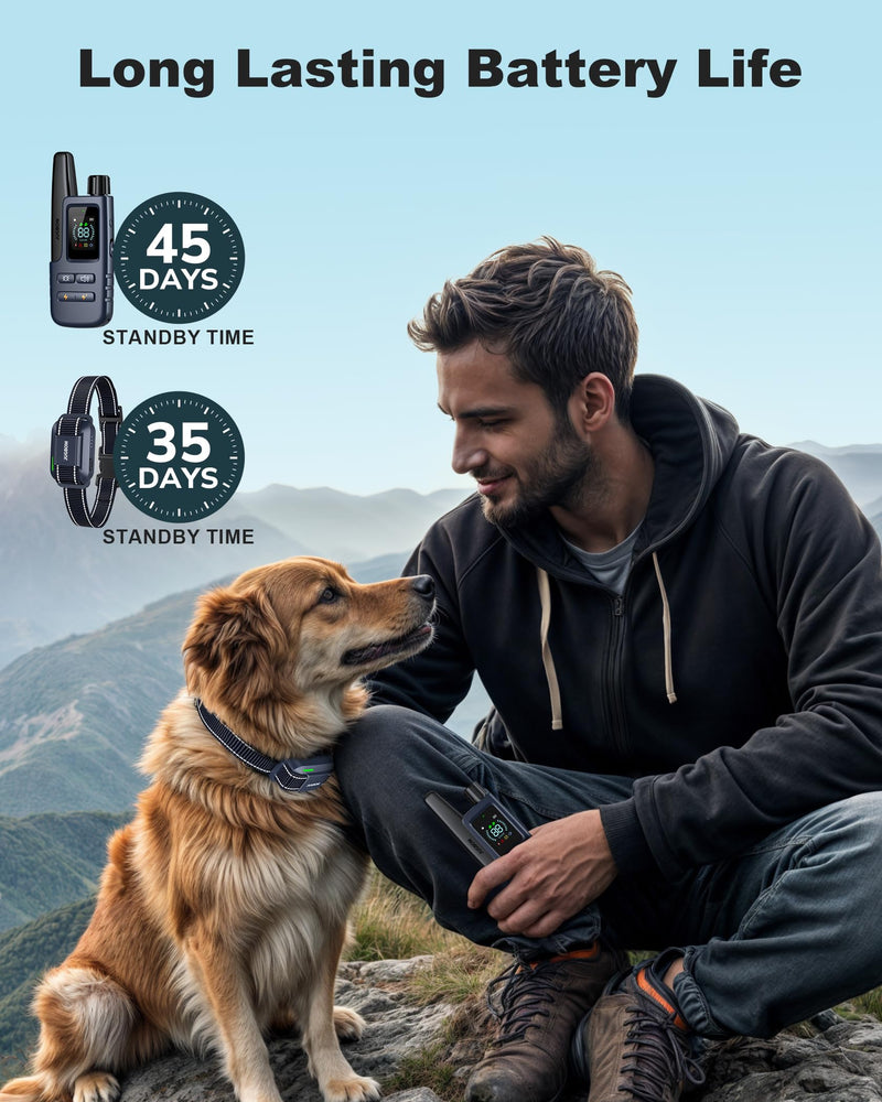 Jugbow Dog Shock Collar - 4200FT Dog Training Collar with Remote for 5-120lbs Small Medium Large Dogs, IPX8 Waterproof E Collar with 4 Training Modes, Security Lock, Rechargeable Shock Collar Dark Blue - BeesActive Australia