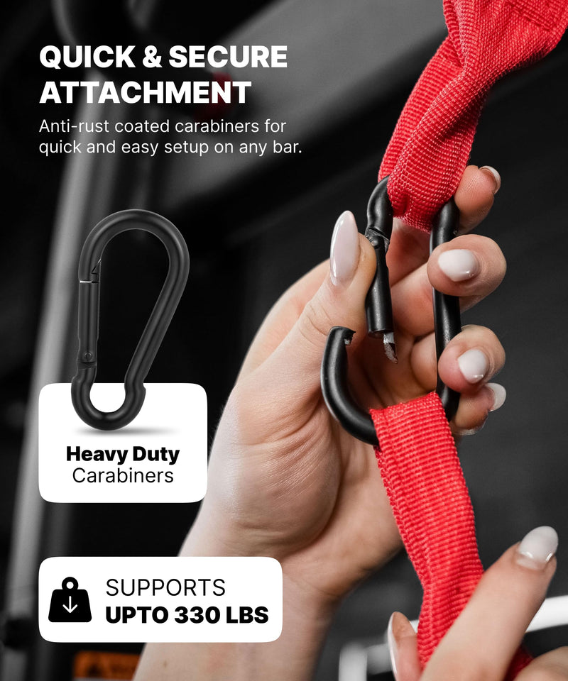 DMoose Fitness Hanging Ab Straps for Pull Up Bar & Core Strength Training - Soft Padded Exercise Straps for Ab Swing & Leg Raises, Hang Bar Strap with 2 Steel Carabiners - Abs Equipment for Home & Gym Devil
