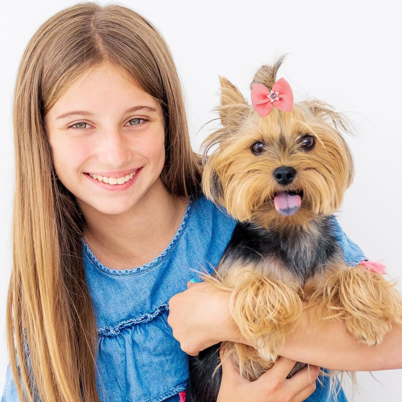 20pcs Dog Hair Bows with Rubber Bands, Handmade Puppy Hair Bows Cute Dog Bow Hair Tie Elastic Pet Puppy Hair Clip Multiple Style Dog Hair Accessories for Yorkie Puppy Pomeranian Dogs - BeesActive Australia