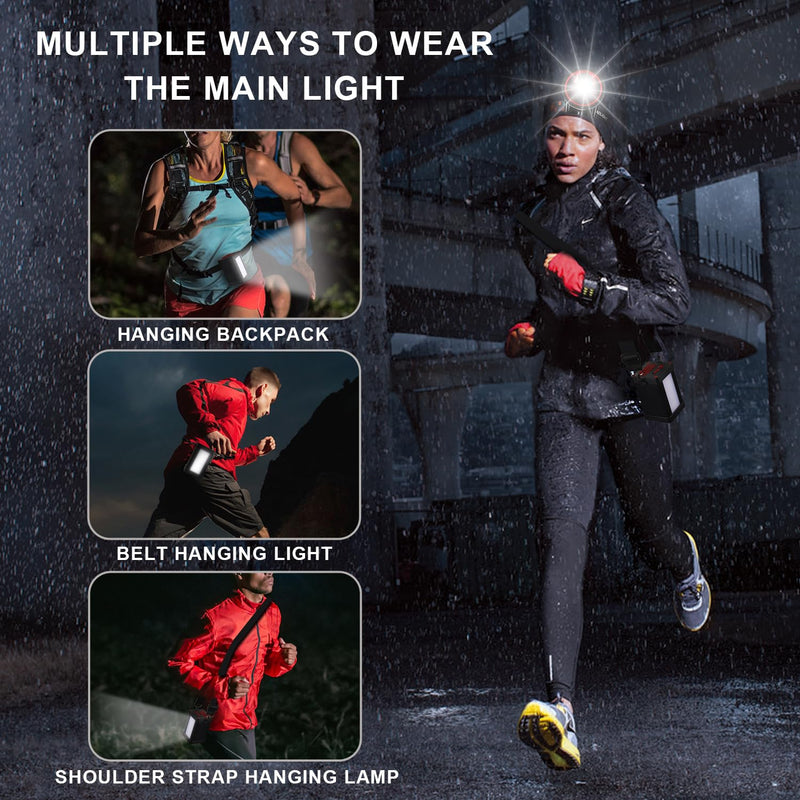 Kitness Powerful Separation LED Headlamp Portable Rechargeable Multifunction Headlight with External Side Light for Camping Hunting Fishing Outdoor (White Light) White light - BeesActive Australia