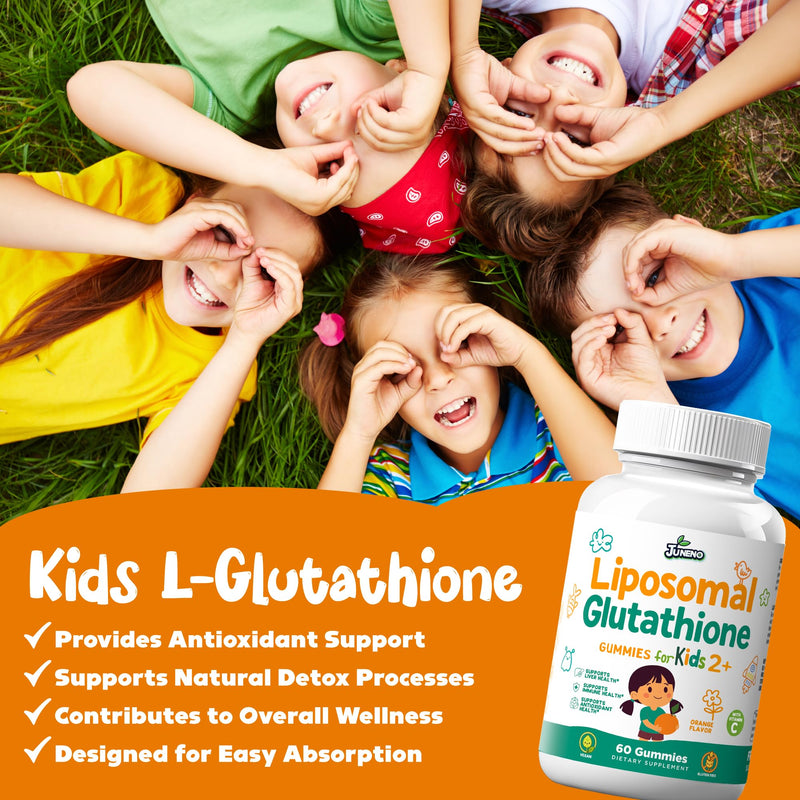 Liposomal Glutathione Gummies for Kids, Vitamin C Immune Support | Supports Antioxidant Protection & Daily Wellness, Liposomal Glutathione, Vitamin C, Sugar-Free, Vegan, Non-GMO 60 Count (Pack of 1)