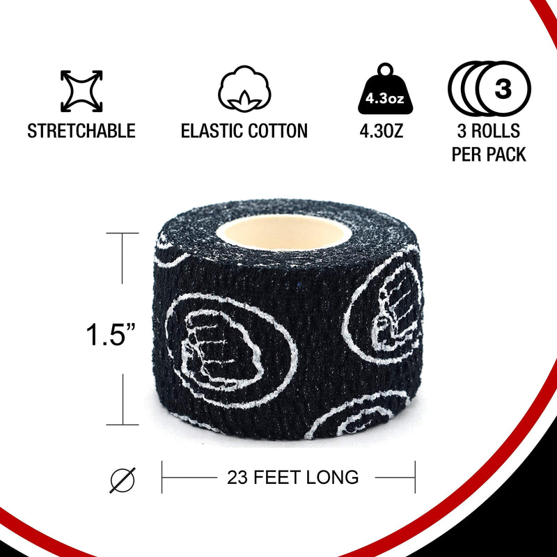 WOD Nation Flexible Hook-Grip Athletic Tape – Easy-Tear, Sweat-Proof Thumb & Finger Strips for Weightlifting 3 Pack Black - BeesActive Australia