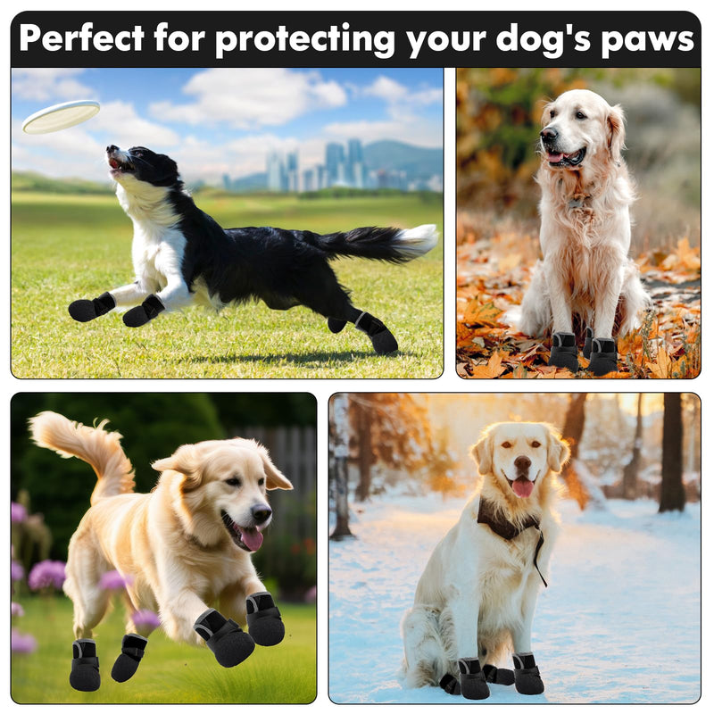 Dog Shoes, Outdoor Dog Boots Non-Slip Waterproof Dog Booties for Medium to Large Dogs 4Pcs for Winter Snowy Day, Summer Hot Pavement with Rugged Sole Black Size 5:（2.51''x2.36'')(L*W) for 41-60lbs - BeesActive Australia