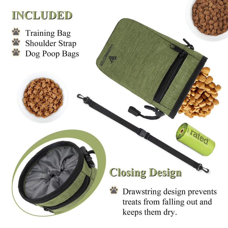 Dog Training Treat Pouch,Hands-Free Dog Treat Bag,Puppy Treat Pouch,Dog Training Bag with Adjustable Belt, Metal Clip-Green Green - BeesActive Australia