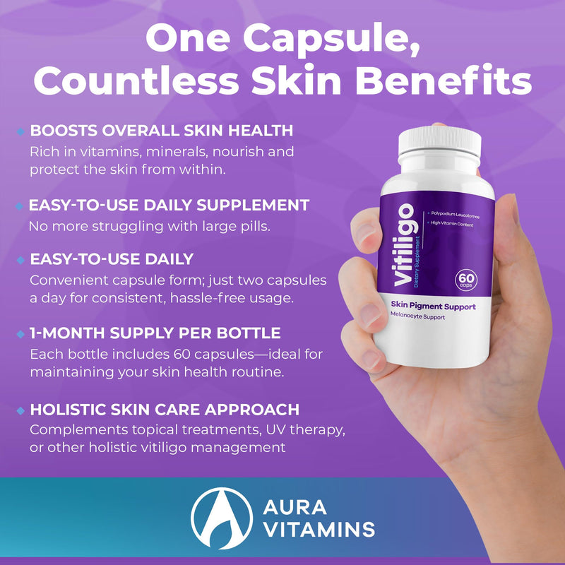 Vitiligo Capsules 60 Count | 1 Month | Improve Skin Pigmentation Support and Reduce White Spots | Effective Vitiligo Supplement | Natural Solution for White Spots on Skin. (3) 3