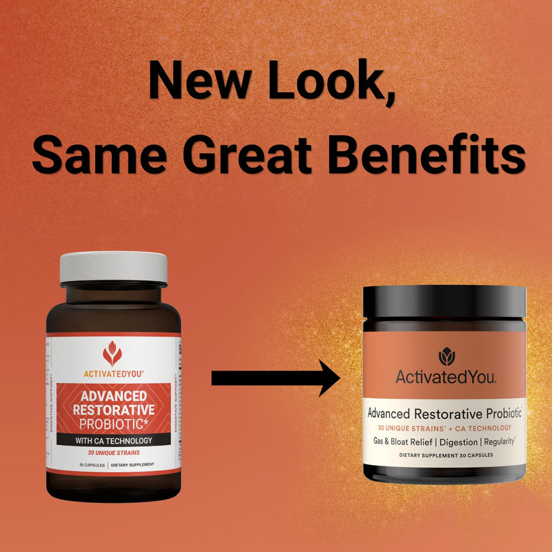 ACTIVATEDYOU Advanced Restorative Probiotic for Gut Health, 30 Capsules | 30 Strain Formula, Digestive & Immune Function Support, Acidophilus Supplement, Skin Support, Vegetarian, 1 Daily Capsule