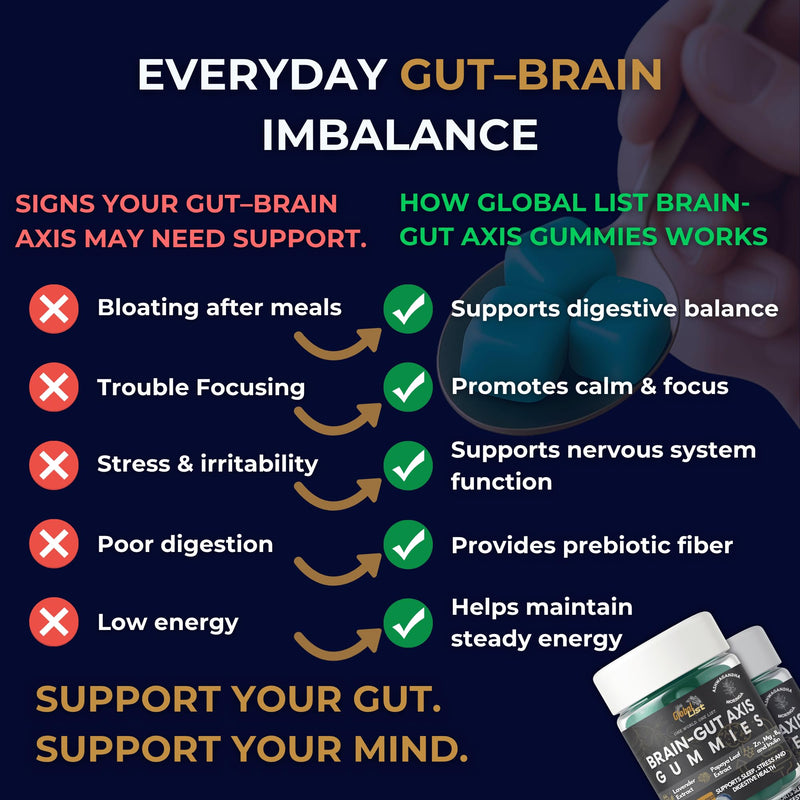 Gut Health & Bloating Relief Gummies – Digestion Support with Prebiotic Fiber, Inulin & Ashwagandha – Stress, Nervous Stomach, Sleep & Calm Support – Gut-Brain Axis Formula with Chamomile & Lemon Balm
