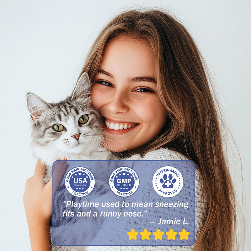 Cat Allergy Relief for Cats - Indoor Cat Allergen Neutralizer - Allergen spray alternatives - Cat Allergy Powder – cat dander remover - IgY Whole Egg Powder + Omega-3 & Quercetin – 2.1 oz Powder