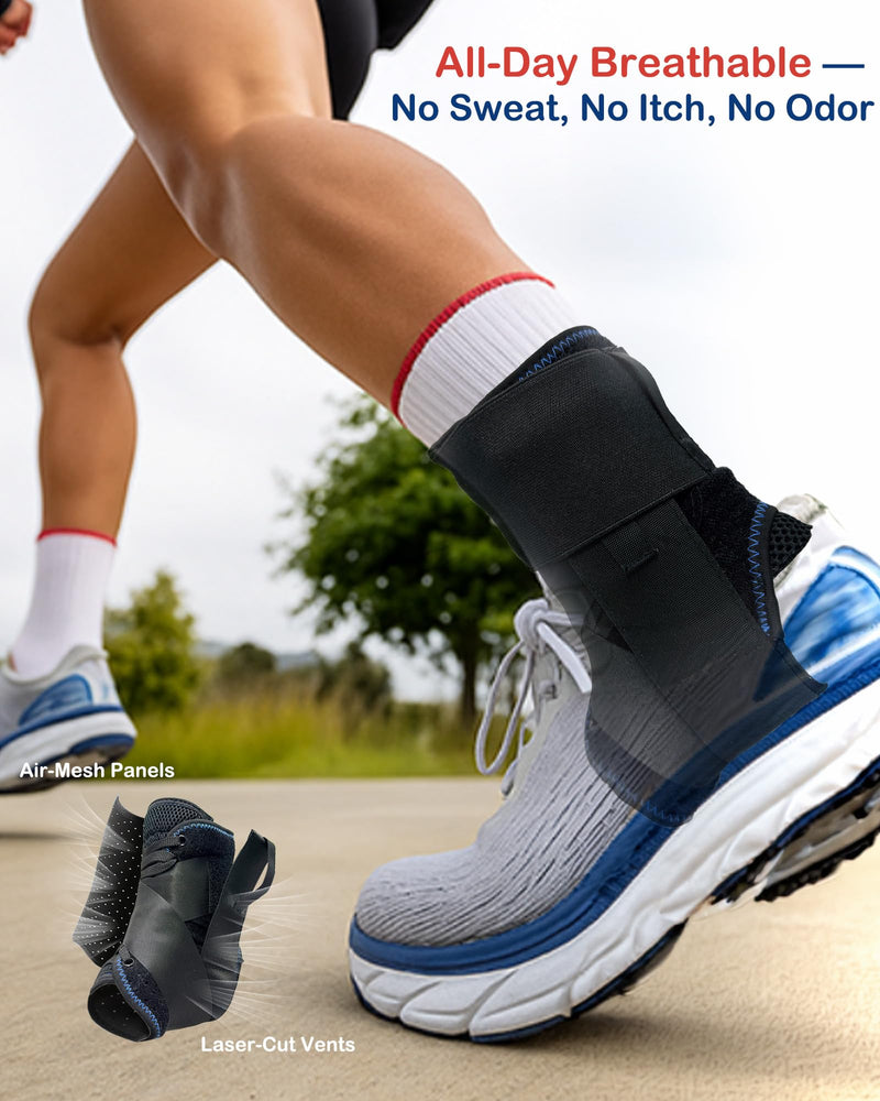 Ultra Thin Ankle Brace for Women Men, Adjustable Figure 8 Lace Up Support for Sprained Ankle, Achilles Tendonitis, Breathable Stabilizer for Running, Basketball, Volleyball & Daily Wear, M Medium Black