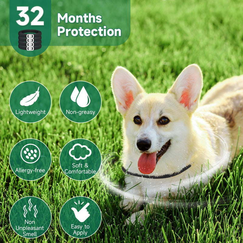 4 Pack Flea Collar for Dogs, Dog Flea Collar, Adjustable Flea and Tick Collar for Dogs, 8 Months Dog Flea and Tick Treatment, Waterproof Dog Flea and Tick Collar, Dog Flea and Tick Collar Black - BeesActive Australia
