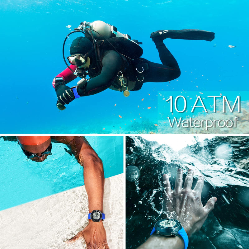 10 ATM Water Resistant Sports Watch for Swimming and Diving, with Functions of Stopwatch, Countdown, Dual Time, Alarm Clock, 12 and 24 Hour Format Switchable - BeesActive Australia