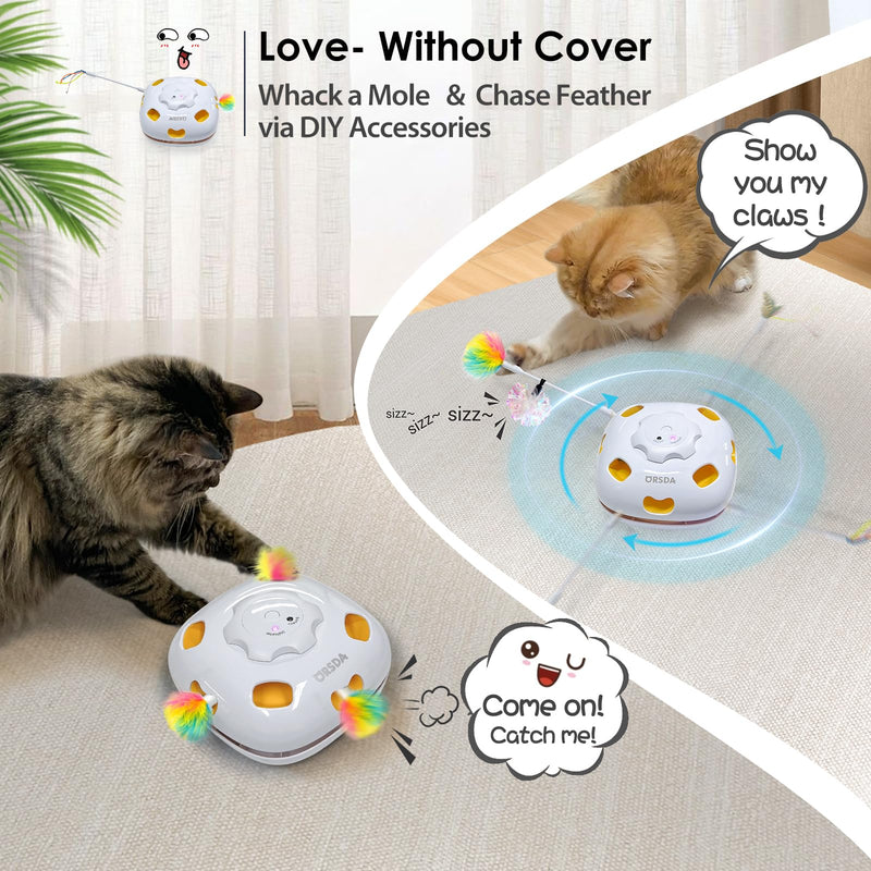 ORSDA Cat Toys, 4 in 1 Interactive Cat Toy Automatic Cat Toys for Indoor Cats Kitten Toys for Indoor Kittens, 8 Holes Mice Whack-A-Mole, Hide and Seek Smart Motion with 5PCS DIY Replacement Refills Space Cat - BeesActive Australia