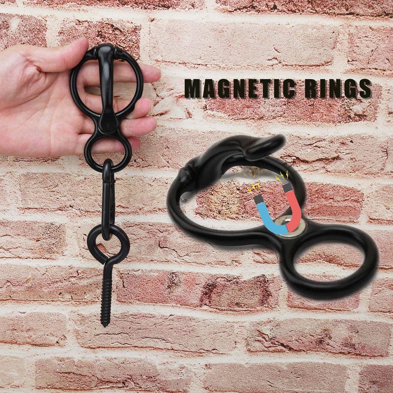 2pcs Horse Tie Ring, Heavy Duty Tie Ring Horse Training Equipment with Eye Bolt,Quick snap,Humane and Safe Tie Way,Black - BeesActive Australia