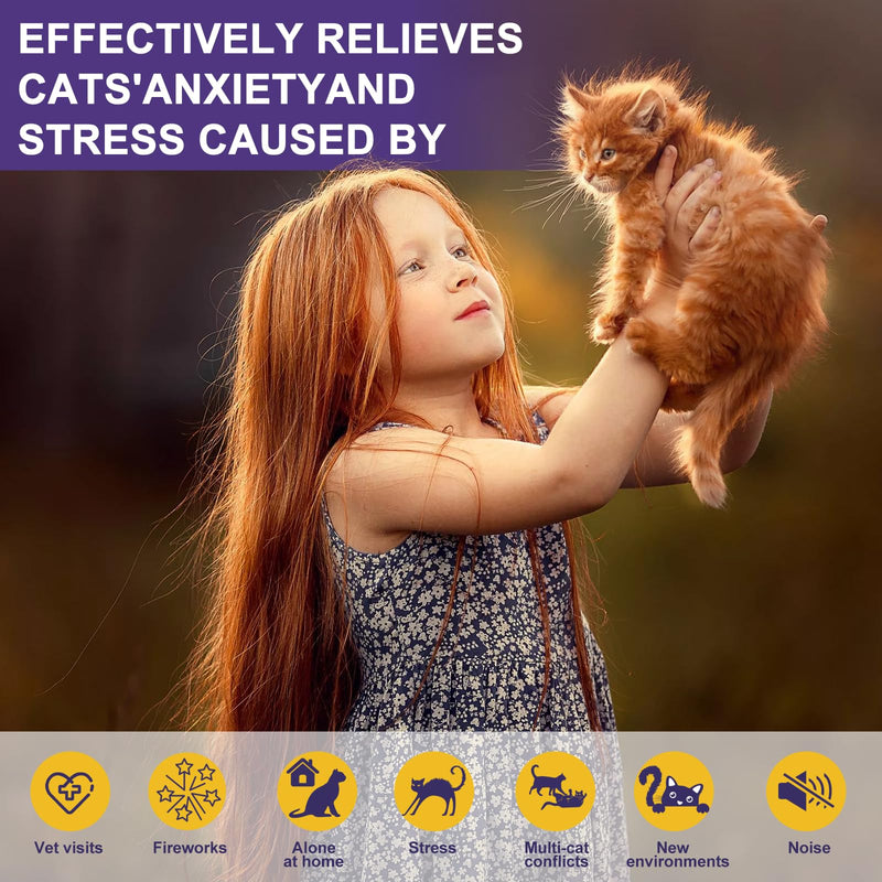 Cat Calming Pheromone Diffuser Kit, 1 Diffuser + 3 Refills (48ml Each), Natural Ingredients, Stress & Anxiety Relief for Cats & Kittens