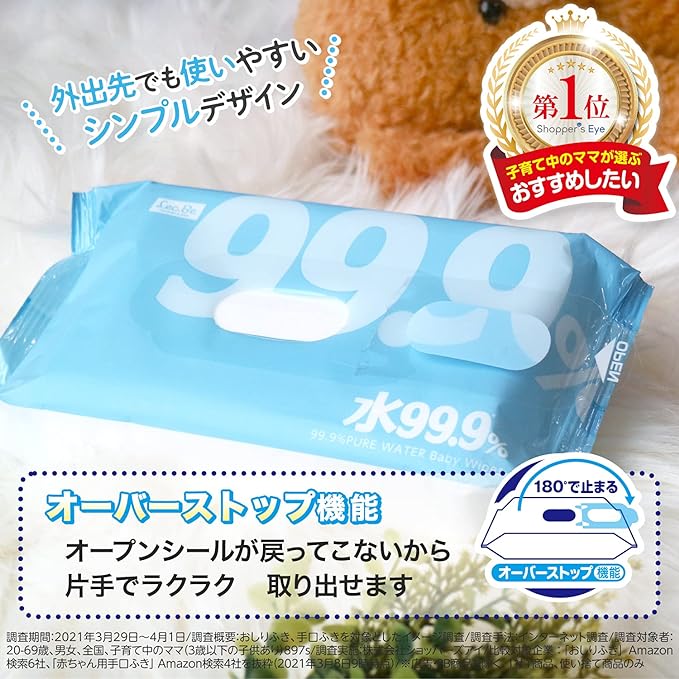 Pure Water Baby Care, 99.9% Pure Water, Fluffy Wipes, Made in Japan, Baby, Weakly Acid, Collagen, Moisturizing Ingredients, 80 Sheets x 20 Packs (1600 Sheets) - BeesActive Australia
