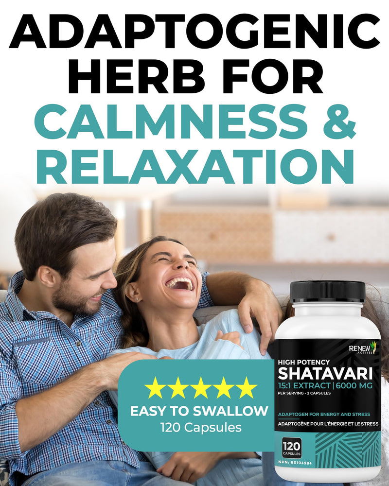 Renew Actives Shatavari Capsules ‚Äì Natural Adaptogen for Energy, Vitality, & Endurance ‚Äì Promotes Wellness & Resilience with Ayurvedic Herbs ‚Äì Organic, Vegan ‚Äì Made in Canada ‚Äì 120 Capsules - BeesActive Australia