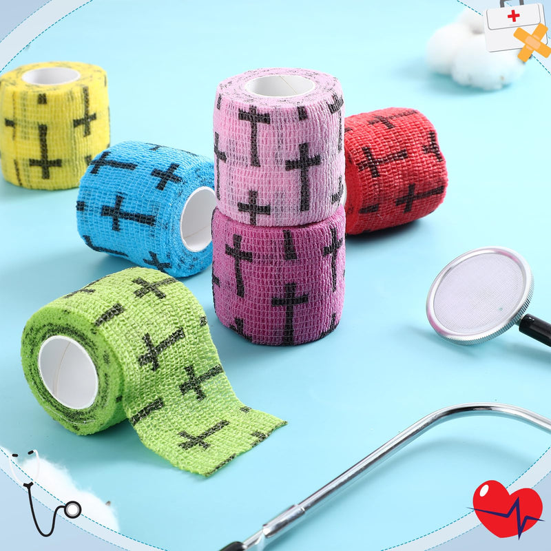 30 Pcs Cross Athletic Wrist Tape Football Self Adhesive Elastic Christian Tape 2 Inch x 5 Yard Non Woven Religious Wrist Wrap for Sports Baseball Soccer Volleyball Trainers(Colorful) Colorful - BeesActive Australia