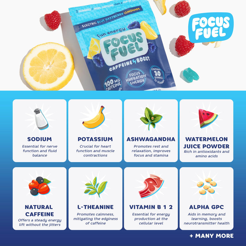 FocusFuel Energy Chews – Blue Razzberry Lemonade (15 Servings) – 100mg Caffeine + Alpha GPC + L-Theanine + B12, Magnesium – Great Taste – No Crash or Jitters | 100mg Caffeine, Alpha GPC, L-Theanine, B12, Magnesium, Great Taste, No Crash or Jitters