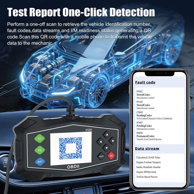 OBD2 Scanner Diagnostic Code Reader,Automotive OBD II Engine Light,Battery Tester,Mode 6, Mode 8 & I/M Readiness,OBDII Scan Tool for All OBDII Cars 1996+(OBDIIBlack) OBDIIBlack 1Pack - BeesActive Australia