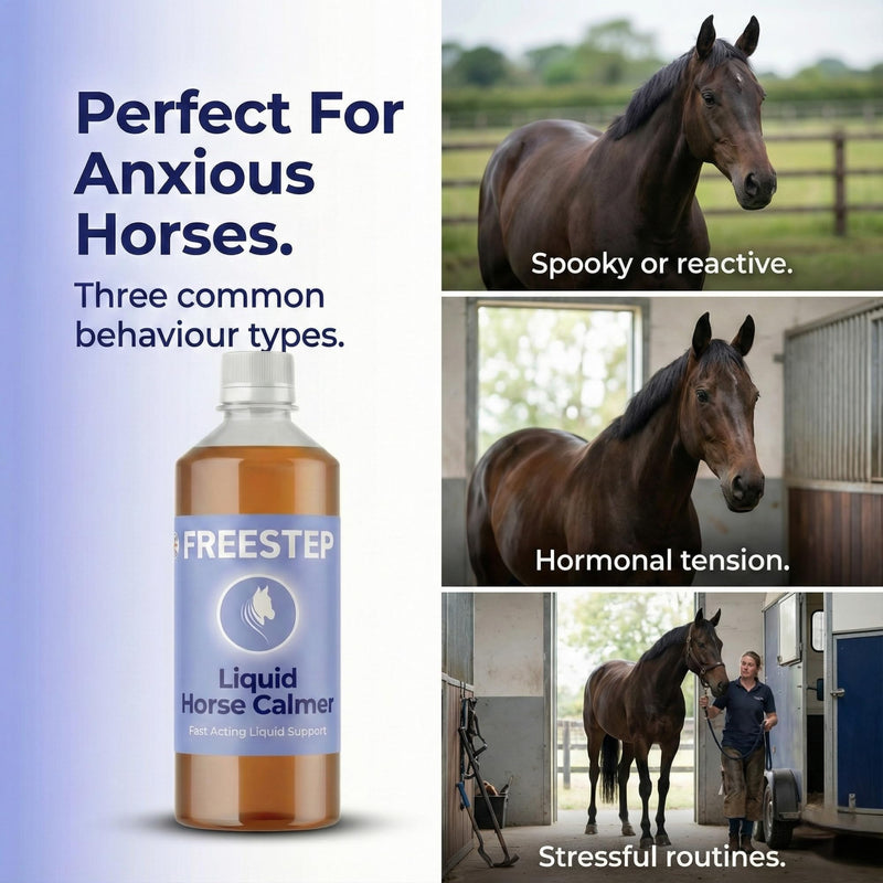 Liquid Composure | Horse Calmer Supplement | Fast-Acting Non-Sedative Liquid Calmer for Horses Calming with Chamomile & Vitex | Syringe or Mix with Feed 1l | 6 Week Supply
