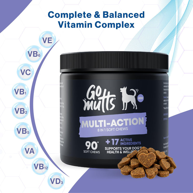 8-in-1 Multivitamin for Dogs, 90 Soft Chews, Dog Vitamins and Supplements for Joint Support, Digestion, Heart,Skin, Coat Care, Multi-Action Daily Supplement for All Breeds 8-in-1 Multivitamin