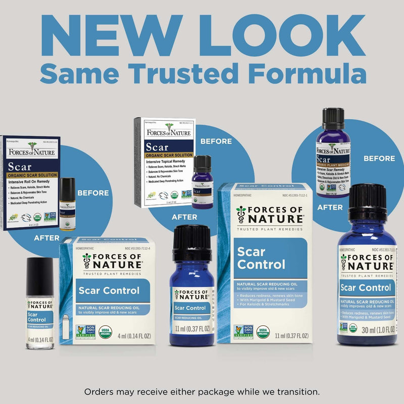 Forces of Nature Scar Treatment, Reduce Stretch Marks, Surgical Scars, Old and New Scars, Burn Scars, and Keloids, Organic Homeopathic Medicine for Skin Care, Promotes Healthy Skin, 0.37 FL OZ 0.37 Fl Oz (Pack of 1)
