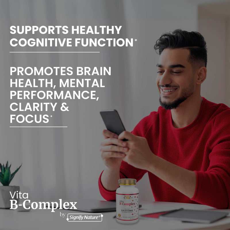 SIGNIFY NATURE VitaBComplex – B Complex Vitamins for Men & Women, 60 CT | All 8 B vitamins, B1, B2, B3, B5, B6, B8, B9, B12, super B softgels, BComplex, supports healthy hair, skin & nails supplement