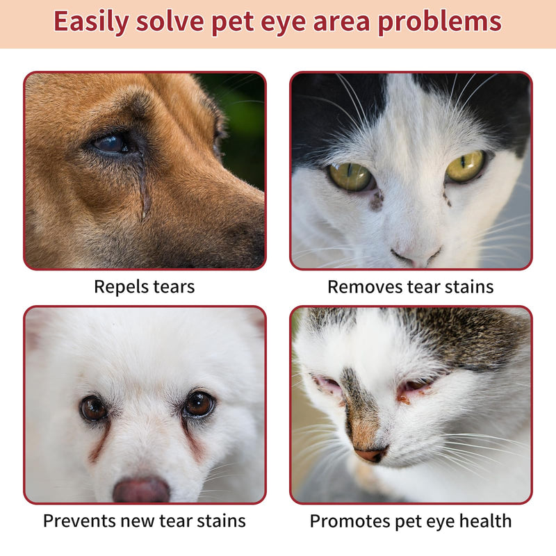 Natural Tear Stain Remover Balm for Dogs & Cats – Gentle & Effective Eye Care, Prevents Tear Stains & Reduces Redness, Safe & Non-Irritating Formula with Professional Brush, 1 oz