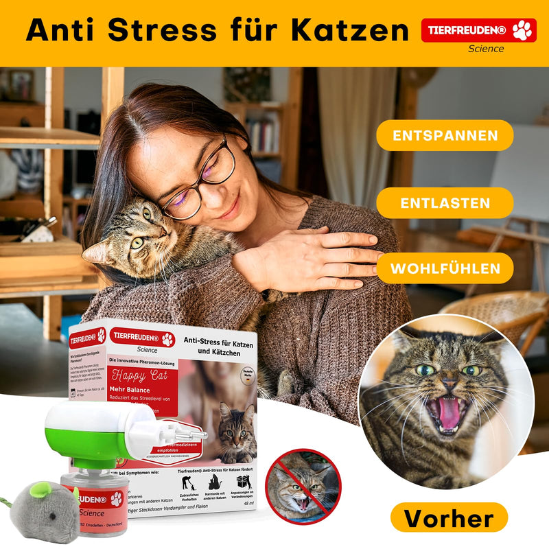 TIERFREUDEN® Science from Germany | Anti-stress starter set for cats | Pheromone Diffuser, 48ml Refill & Catnip Mouse | Reduces Stress, Aggression & Anxiety | Promotes harmony & well-being 0.33 ml (pack of 3) - BeesActive Australia