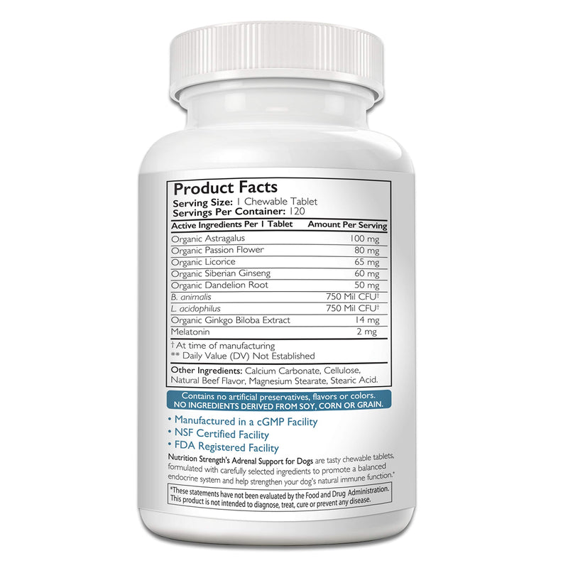 Adrenal Support for Dogs, Support for Dogs with Cushing's Disease, Maintain a Healthy Coat and Skin, Promote Normal Urination, Thirst and Appetite, 120 Chewable Tablets - PawsPlanet Australia