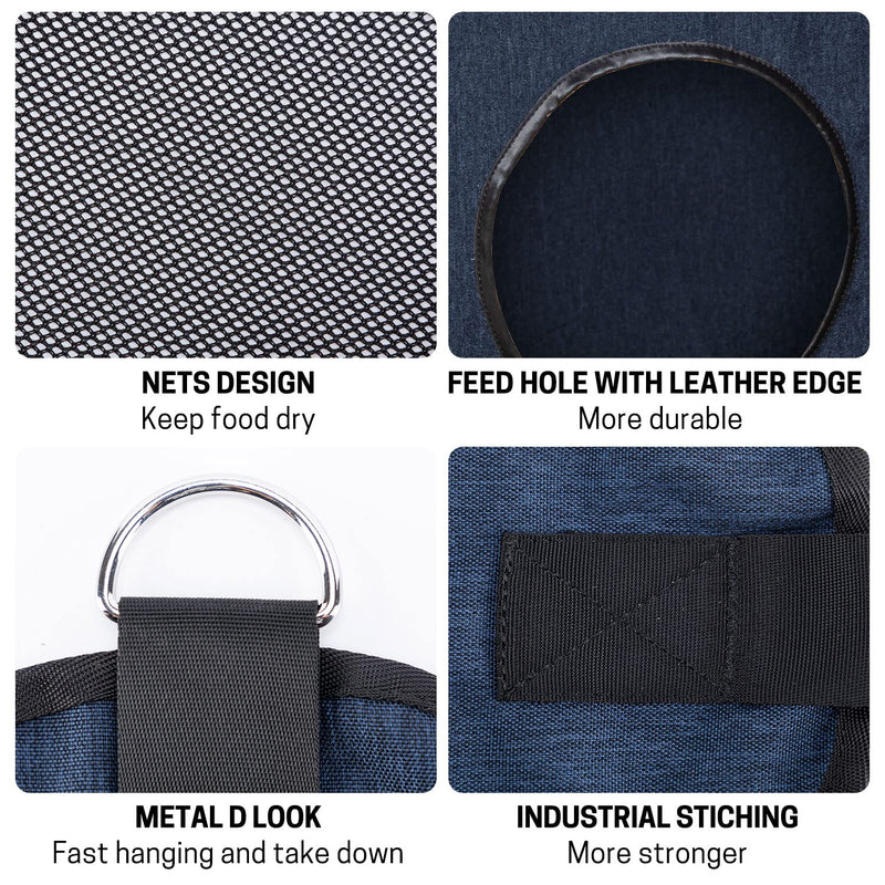 Hay Bags for Horse, Large Capacity Feeding Bag, Hay Nets for Sheep, Goats, Open Feed Hole Hay Feeder for Slow Feeding (Blue) Blue - BeesActive Australia