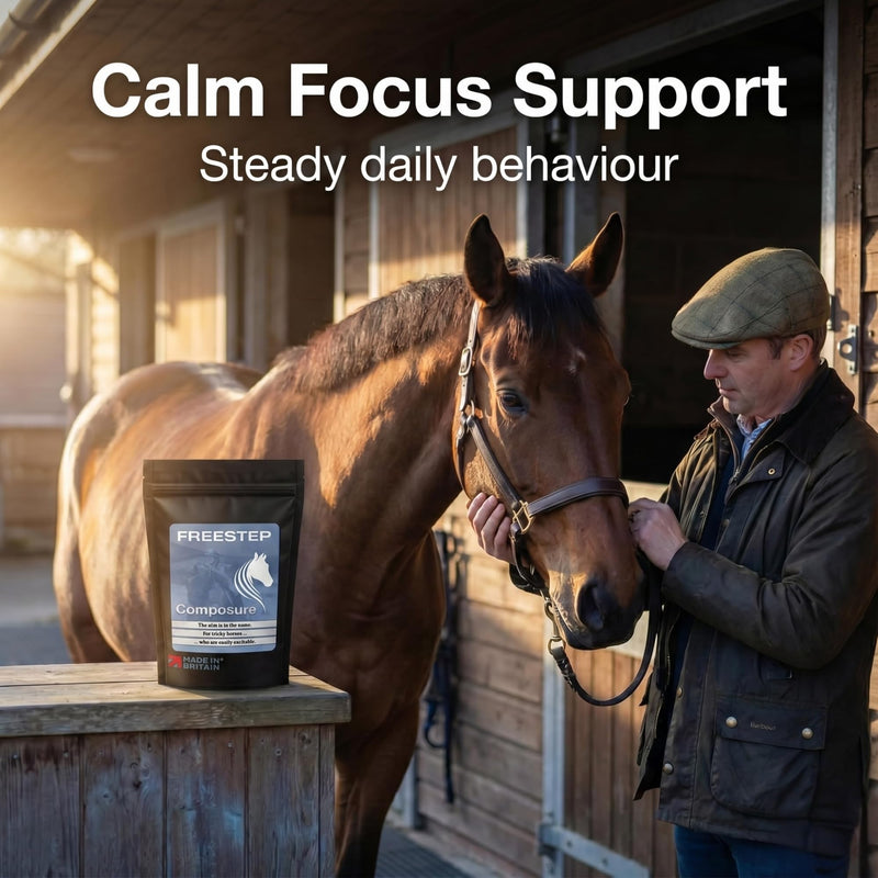Composure | Horse Calming Supplement | Magnesium, Chamomile & Vitex (Chasteberry) Horse Calmer | Non-Sedative, Molasses-Free Magnesium Powder for Moody Mares & Hot Geldings 500g | 2 Month Supply