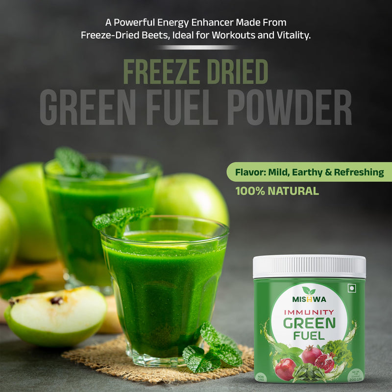 Immunity Boost Green Powder Helps Support Detoxification and Clean Energy Freeze Dried Blend with Apple Celery, Spinach, Mint & Pomegranate 200g 1