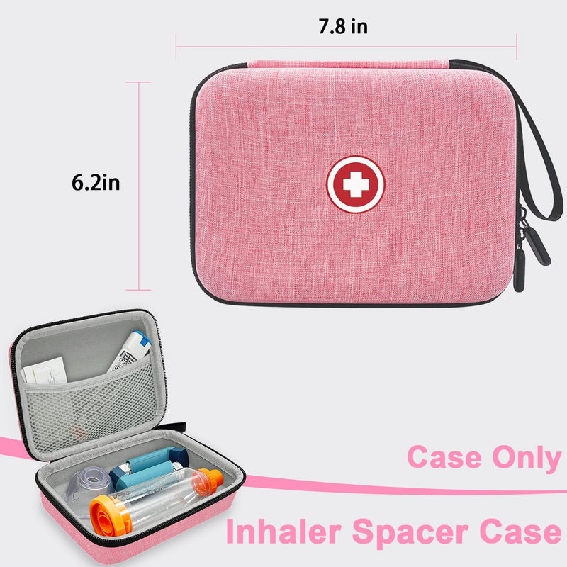 Hard Inhaler Spacer Case for Kids and Adults, Asthma Inhaler Case with Mesh Pocket for Medicine and Other Accessories, Pink (Bag Only) - BeesActive Australia