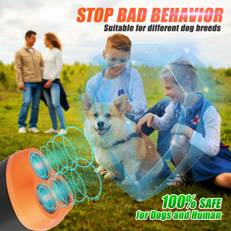 Dog Bark Deterrent Device - 3X Ultrasonic Anti Barking Device Stop Barking Control for Small Medium Large Dog Outdoor Indoor Behavior Correct 4 Training Modes Up to 50Ft Long Range