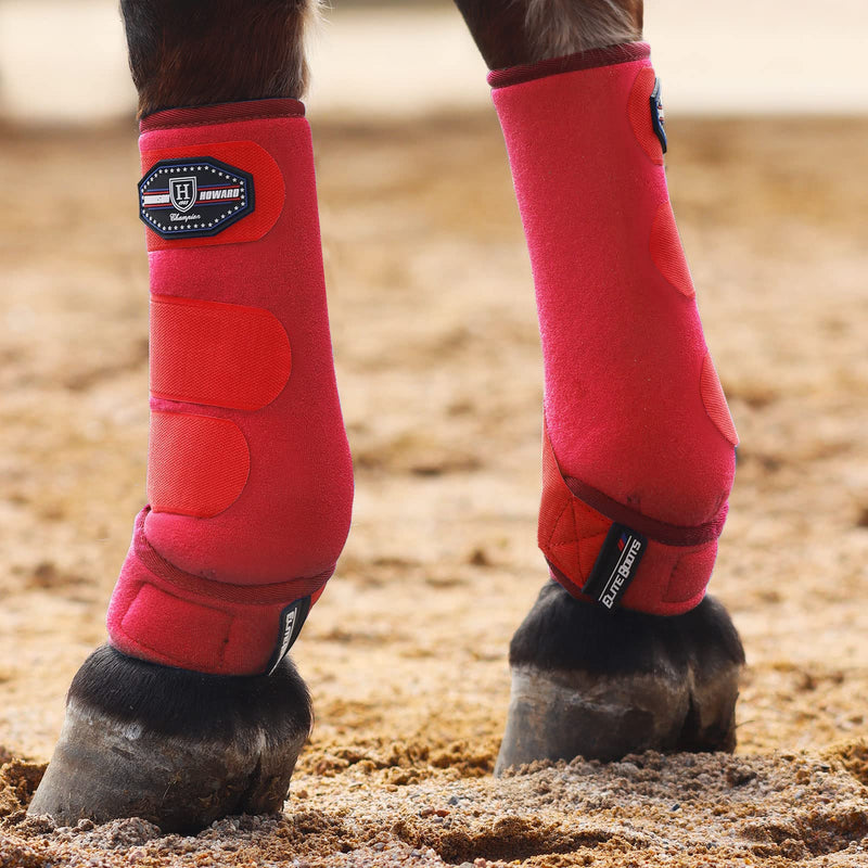 Harrison Howard Horse Sport Medicine Front Shock-Absorbing Boots All-Round Lower Limb Protection & Support Sport Boots Perfect for Endurance Training and Performance Pack of 2 Scarlet Red L - BeesActive Australia