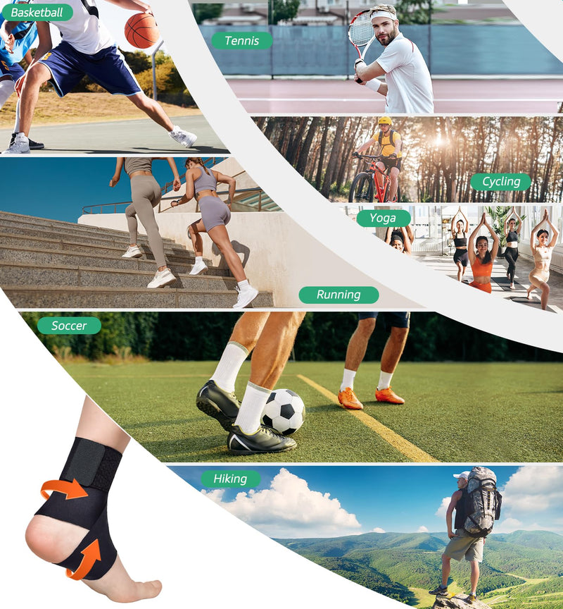 HiRui Ultrathin High-Elastic Ankle Wraps Ankle Brace for Men Women Kids, Adjustable Ankle Straps for Running, Football, Basketball, Sprains, Arthritis, Plantar Fasciitis (Black, Medium (Pack of 1)) Black Medium (Pack of 1) - BeesActive Australia
