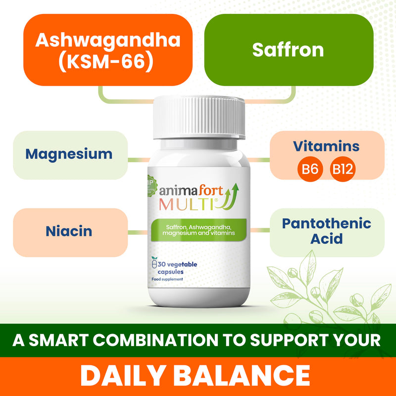 Ashwagandha KSM-66 + Saffron | Mood & Emotional Balance | AnimaFort Multi | Stress Support, Emotional Balance | Vitamin B & Magnesium | Natural Pills for Mental Energy | Gluten-free | 30 Capsules 1