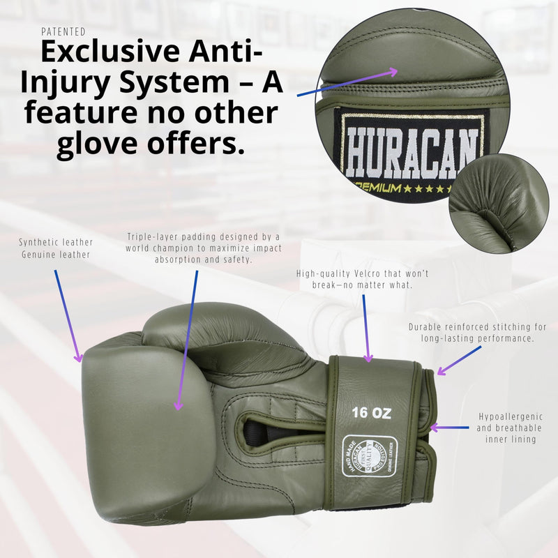 Boxing Gloves – Genuine & Synthetic Leather 10, 12, 14,16 Oz (Green Satin, 14 oz, Genuine Leather)