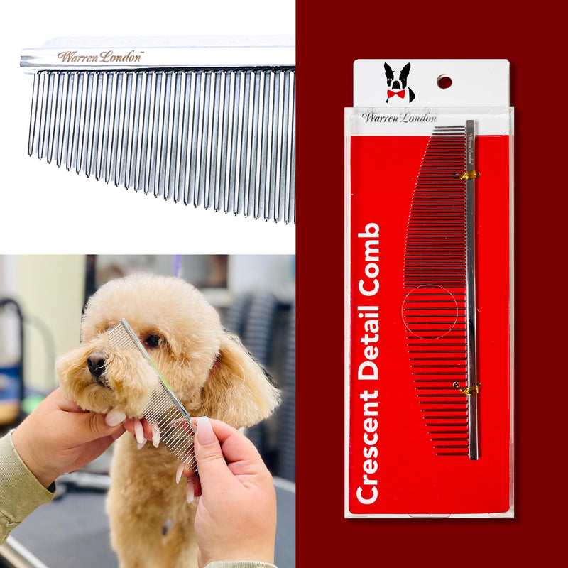 Warren London Copper Crescent Detail Comb for Dogs | 6.5 inches | Comfort Control Durability and Detail for Small Medium and Large Dogs | Ergonomic Dog Cat Grooming Pet Supplies Deshedding Mat Tool - BeesActive Australia